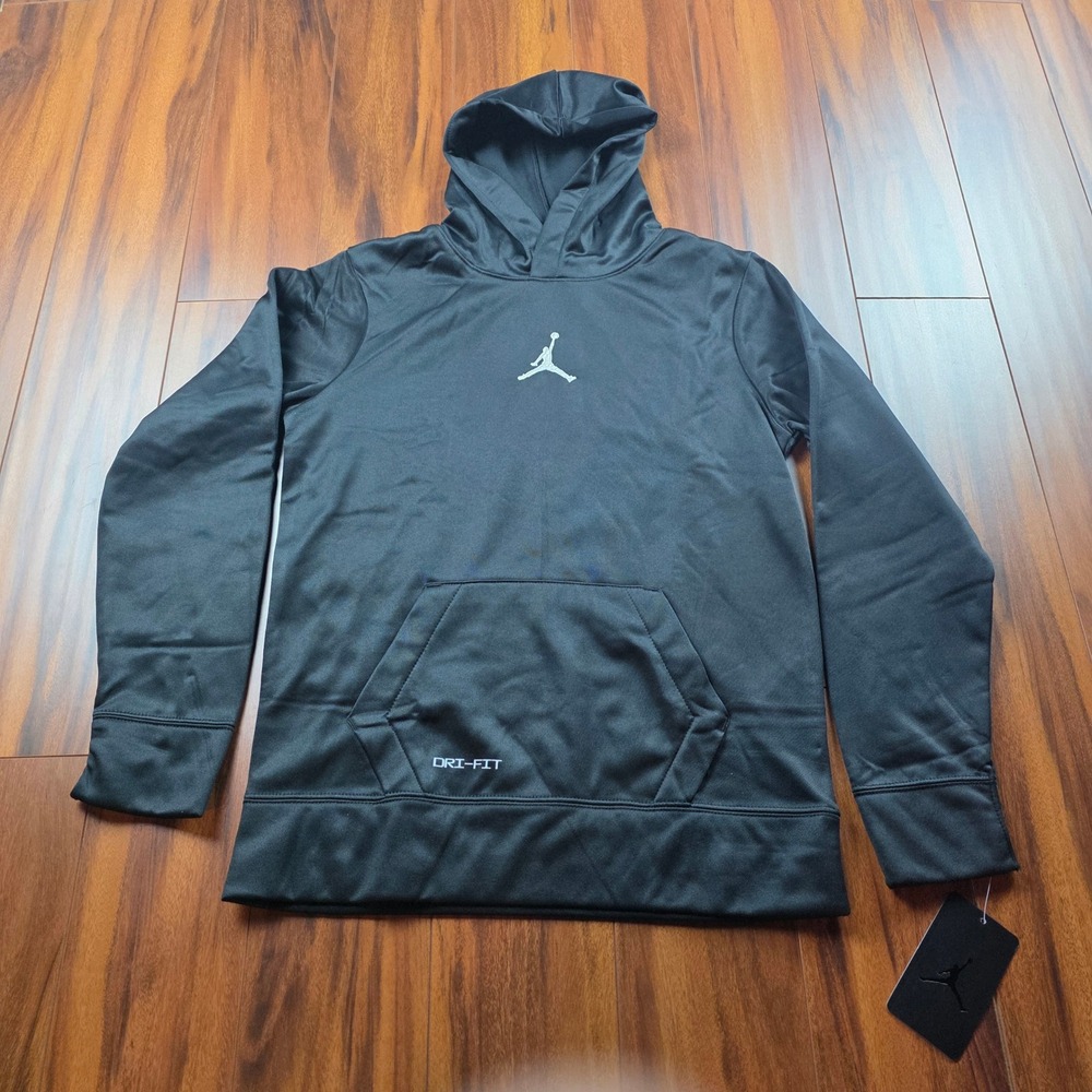 Jordan Boys Black Dri-FIT Jumpman Pullover Hoodie Sweatshirt Size Large 12-13Y